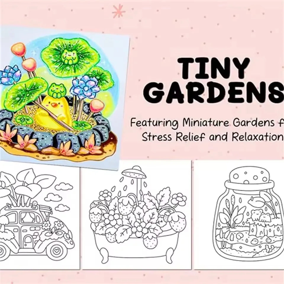 TINY GARDENS Coloring Book for Adults - Bold & Easy Cute Patterns, Relaxing Drawing Gift for Birthday & Party Beauty World Shop