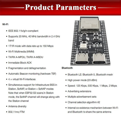 ESP32-S3 Wifi BT Module Development Board for Arduino IDE ESP32-S3-WROOM1 N16R8 N8R2 44Pin Type-C 16MB Flash 8M PSRAM ESP32 S3 Beauty World Shop