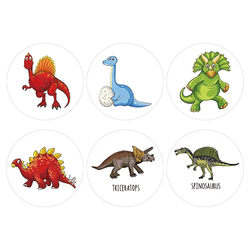 100-500pcs 1'' Round Dinosaur Stickers for Teacher Reward Stickers School Supplies Animal Incentive Roll Sticker for Home Beauty World Shop