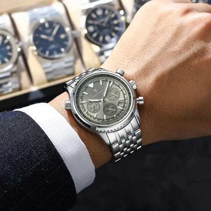 POEDAGAR Luxury Fashion Men Watch Stainless Steel Waterproof Luminous Quartz Male Clock Date Chronograph Military Men's Watches Beauty World Shop