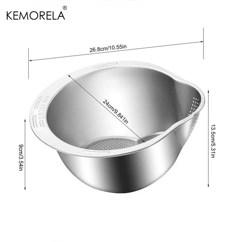 Rice Washer Strainer Bowl Stainless Steel 304 Rice Washing Bowl Rice Sieve Colander Fruit And Vegetable Strainer Kitchen Tools Beauty World Shop