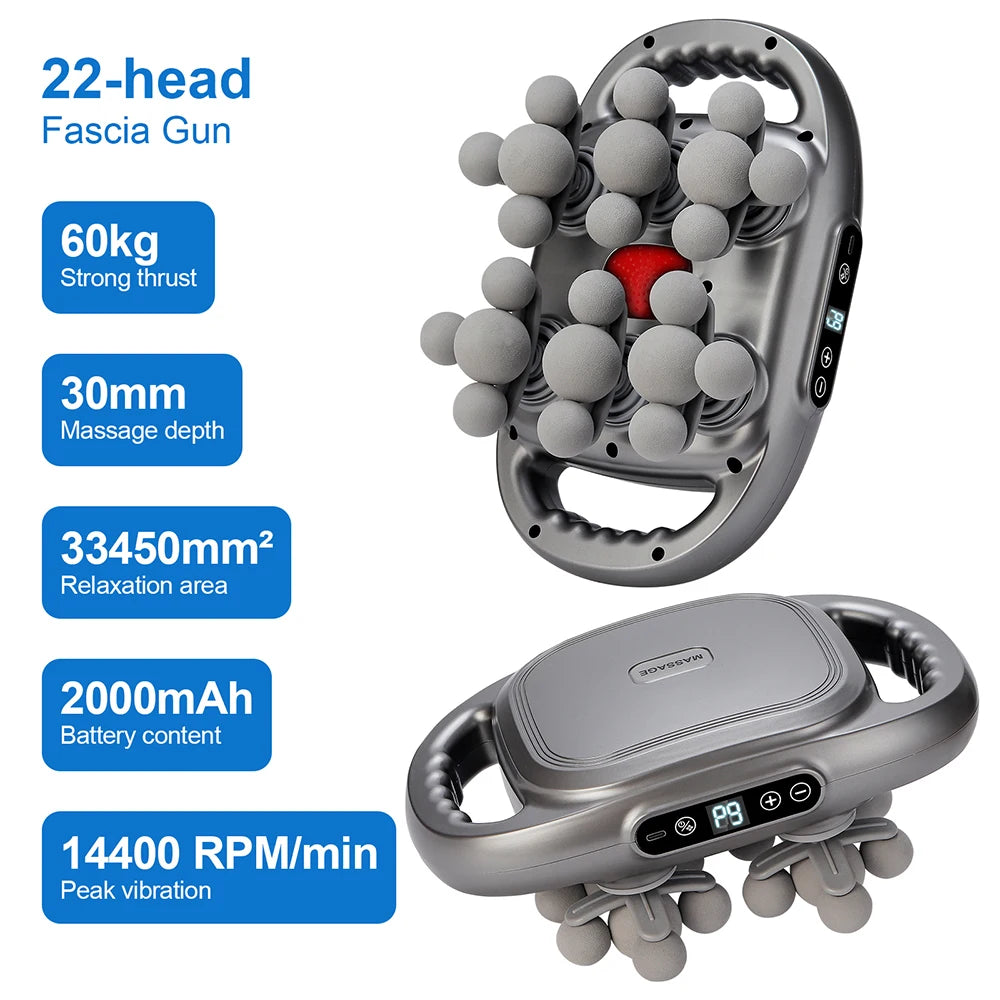 42-Heads Fascia Gun High-Frequency Vibration Body Massage Gun Back and Waist Massager Neck Shoulder Massager Muscle masajeador Beauty World Shop