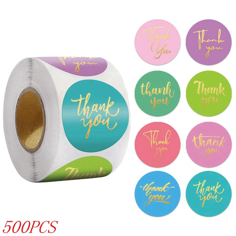 50-500pcs 1inch Blue Thank You Stickers For Envelope Sealing Labels Stationery Supplies Handmade Wedding Gift Decoration Sticker Beauty World Shop