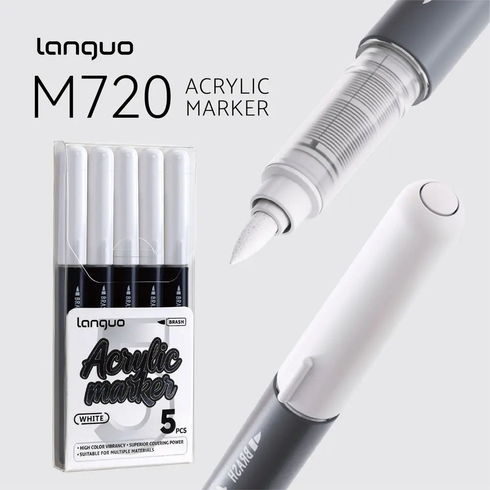 Languo 9pcs/box Soft Brush Acrylic Marker Pen Set，DIY Hand Drawn,Paint Art Markers pens,Student Graffiti Acrylic Paint Pens,M720 Beauty World Shop