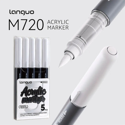 Languo 9pcs/box Soft Brush Acrylic Marker Pen Set，DIY Hand Drawn,Paint Art Markers pens,Student Graffiti Acrylic Paint Pens,M720 Beauty World Shop