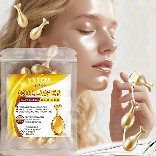 Polypeptide Collagen Essence Capsules, Moisturizing and Firming Essence, Smooths Skin, Contains Squalane, Fullerene, Ginseng Extract, Deep Hydration (0.34Gx30 Capsules)/Bag-1 Bag Beauty World Shop