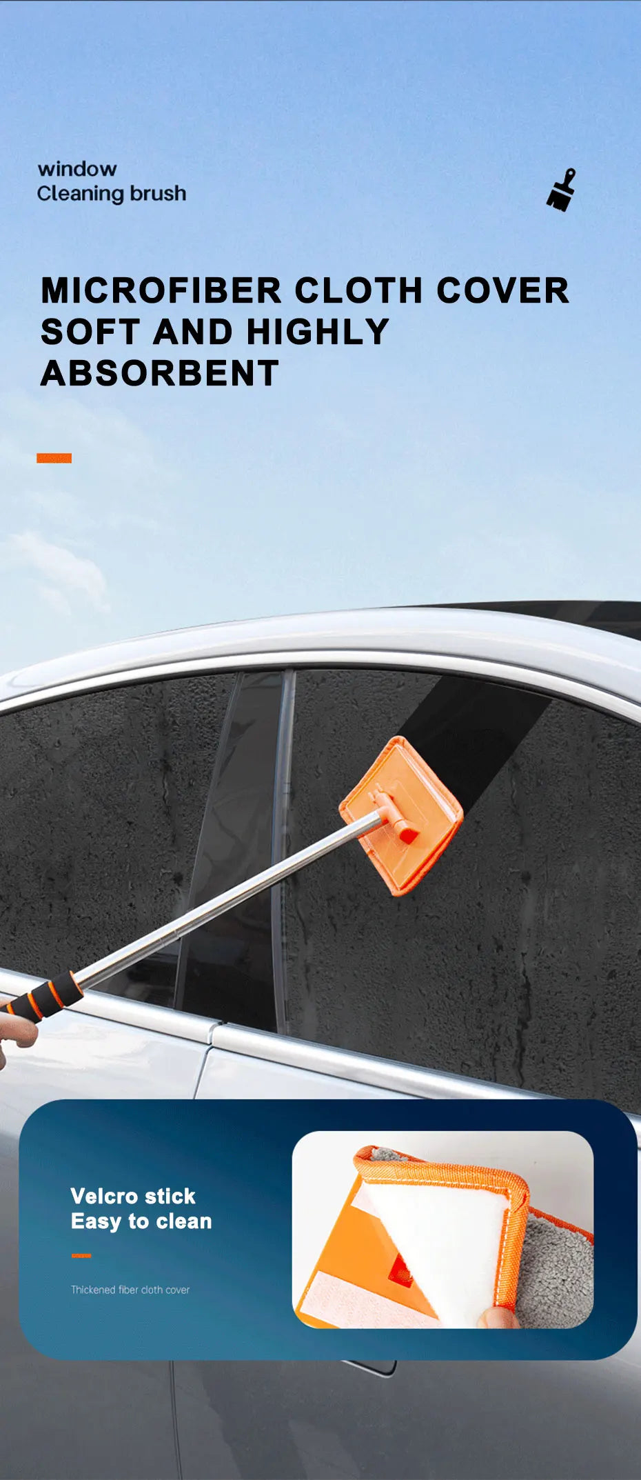 SEAMETAL Car Front Windshield Defogging Brush Telescopic Long handle Car Household Glass Clean Brushes Dust Remover Tool Beauty World Shop