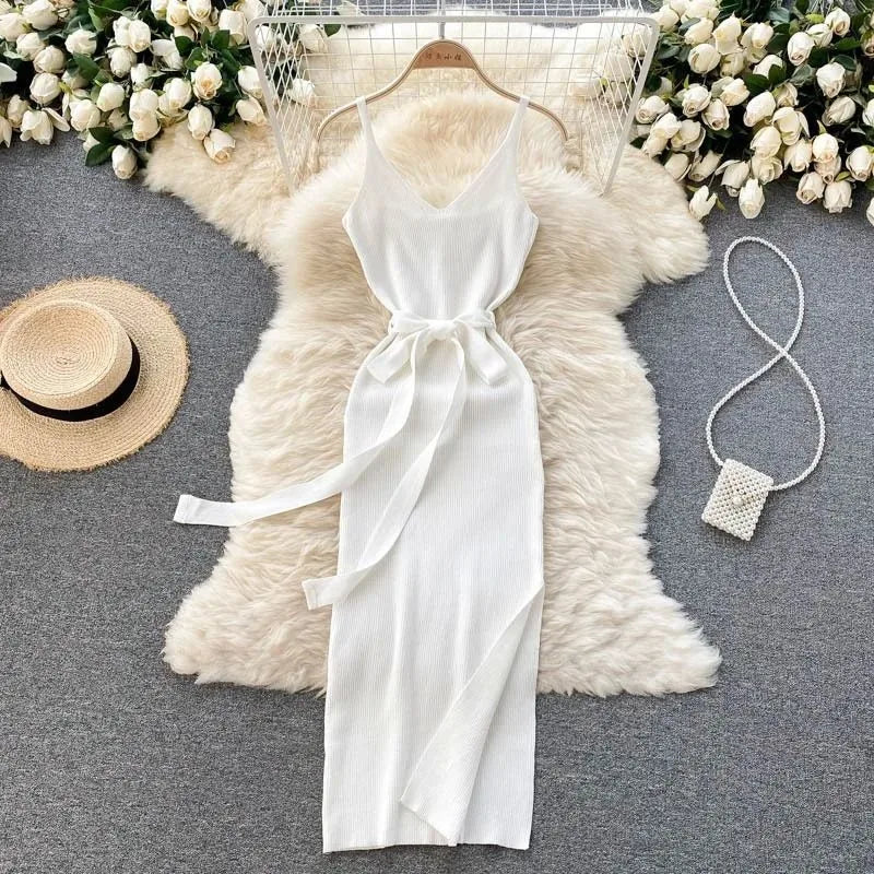 YuooMuoo Women Dress Sexy Cut Out Waist Package Hips Split Bodycon Dress Summer Fashion Lady Knitted Party Vestidos Sundress Beauty World Shop