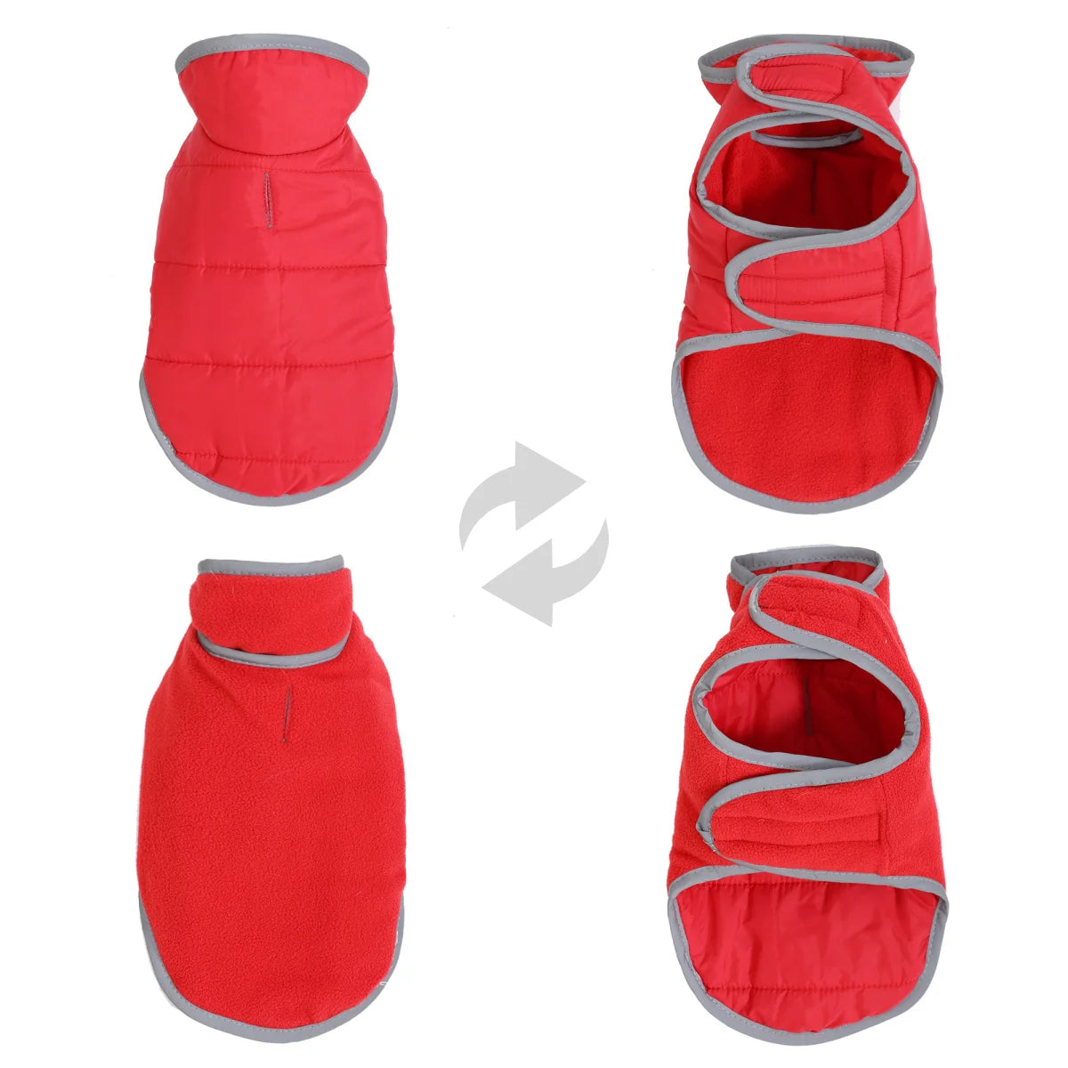 Reversible Dog Coat For Winter Fleece Warm Puppy Jacket With Leash Hole Waterproof Pets Jacket For Small Medium Dogs Chihuahua