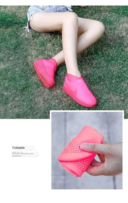 1 Pair Silicone WaterProof Shoe Covers Lip-resistant Rubber Rain Boot Rain Gear Overshoes Accessories for Outdoor Rainy Day Beauty World Shop