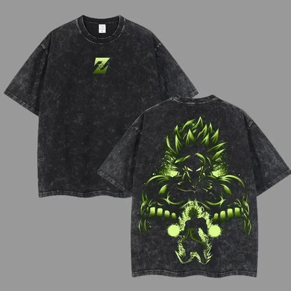 Anime Dragon Ball Cosplay Washed T-Shirt Cotton Short Sleeve Loose Large Casual Sports Fitness T-Shirt Men's Harajuku Clothing Beauty World Shop