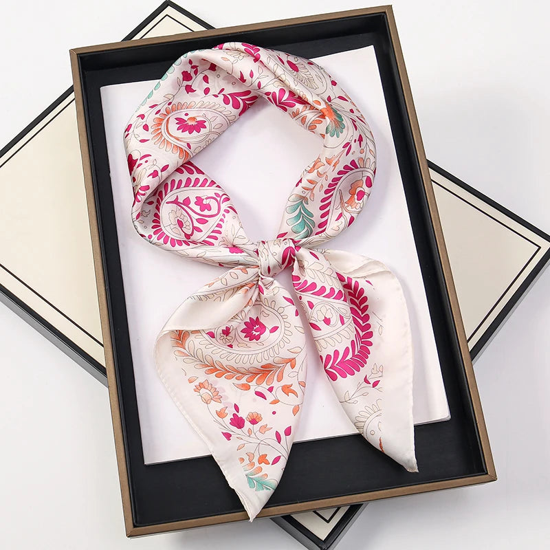 60Colors Luxury Scarf Women 70*70Cm Silk Feel Square Hair Wrapping Foulard Satin Shawl Big Size Head Bandana Hijab Handkerchief Beauty World Shop