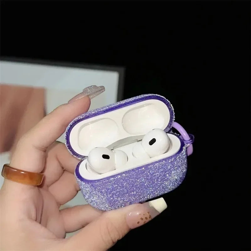 For Airpods 4 3 2 1 Glitter Rhinestone Case Bling Matte Protective Funda For Airpods Pro 2 Bluetooth Earphone Bag
