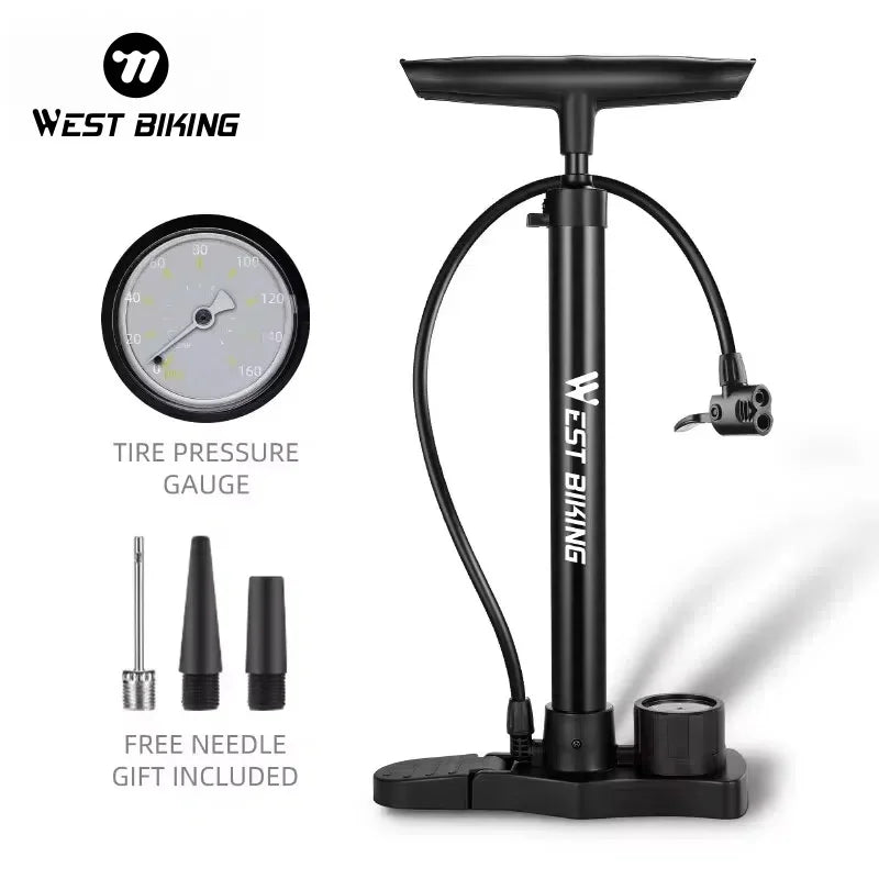 WEST BIKING Bicycle Pump 160PSI Portable Stainless Steel Bike Pump Schrader Presta Valve Inflator Mountain Road Bike Accessories Beauty World Shop