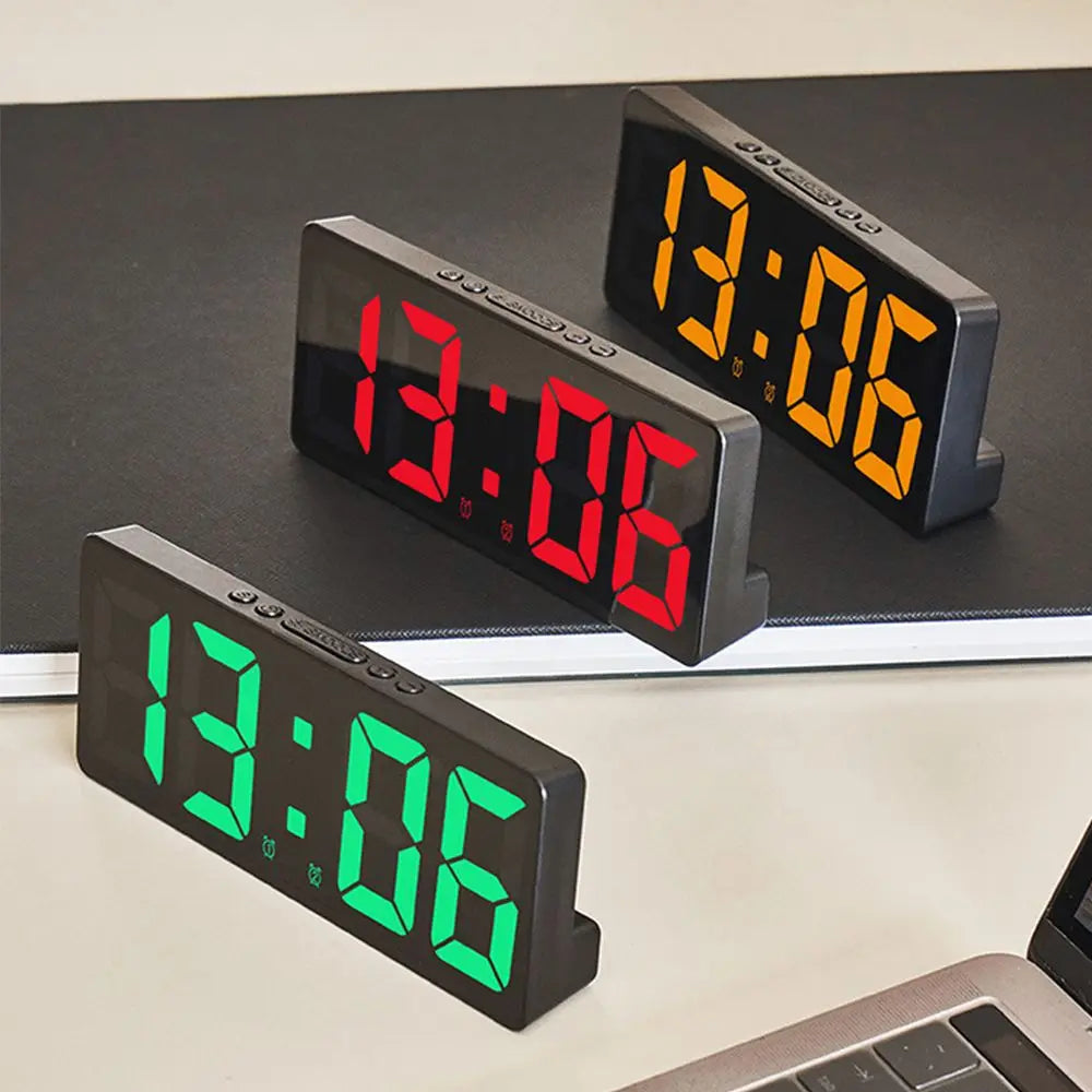 Creative Number Clock Color Nightlight Temperature Calendar Alarm Clock LED Large Number Electronic Clock Backlight Home Decor Beauty World Shop