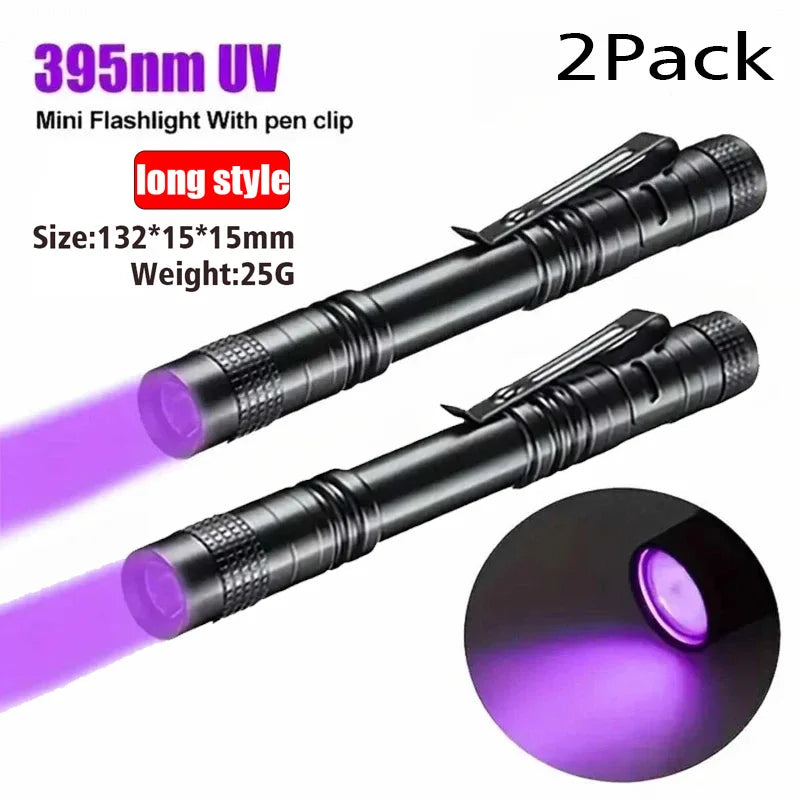 UV Flashlight 395nm Ultraviolet Torch With Pen Clip Portable AAA Batteries Used Violet Light Pet Urine Scorpion Detector UV Lamp Beauty World Shop