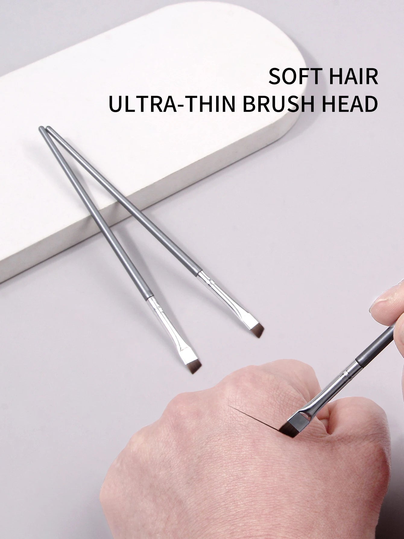 12pcs silvery Super Thin Blade Eyeliner Brush & Soft Makeup Brush Set, Portable Eyebrow Brush & Multipurpose Cosmetic Tool Beauty World Shop