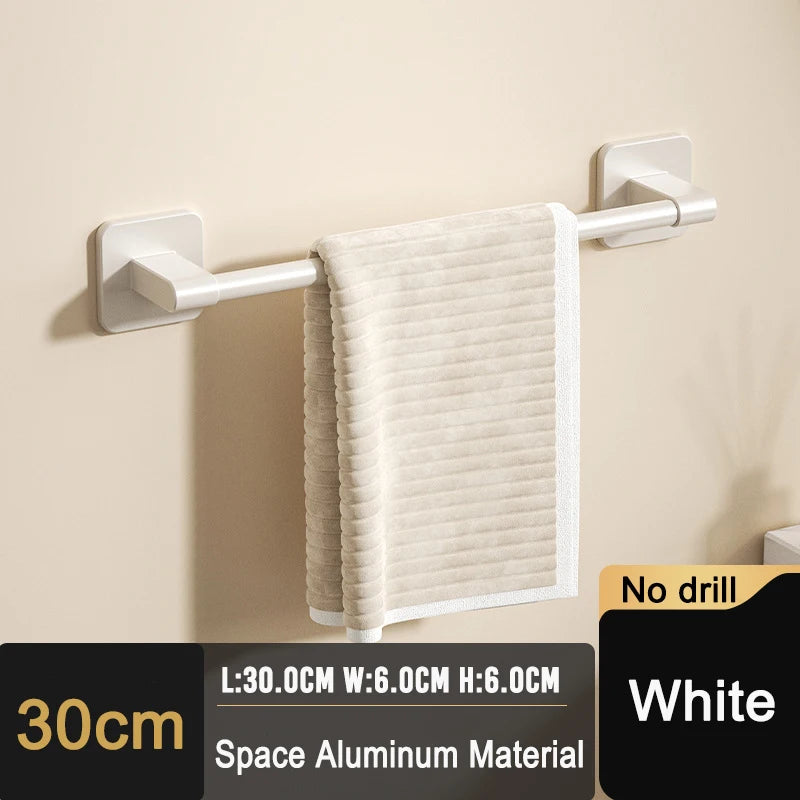 Self-adhesive Home Bathroom Towel Rack Holder Without Drilling Wall Mount Towel Shelf Kitchen Bathroom Accessories Towel Hanger Beauty World Shop