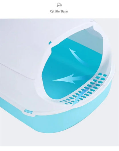 Kitty Sandbox Cat Litter Box Semi-enclosed Splashproof Cat Tray Cat Toilet Cleaning Basin Supplies Pet Toilet Kitten Tray Bedpan Beauty World Shop