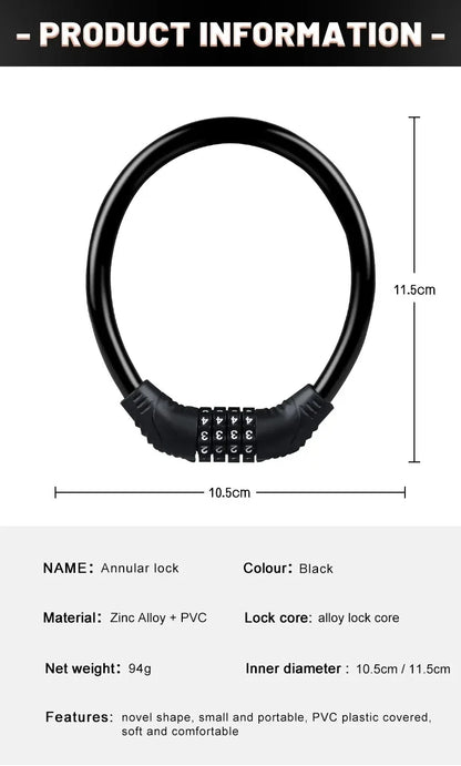 Bike Lock Mountain Bike Portable Security 4-digit Code Bike Lock for Bicycle Motorcycle Scooter Beauty World Shop