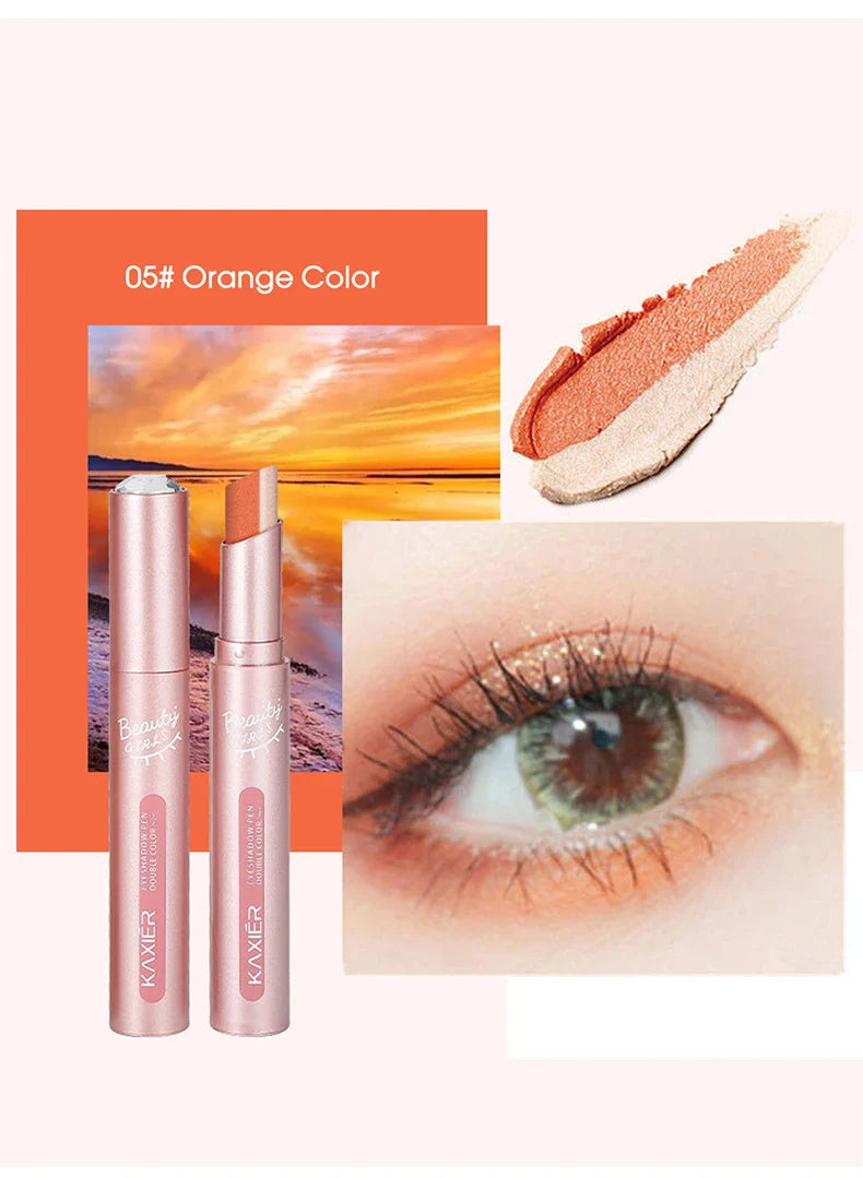 Gradient two-color eye shadow pen waterproof, sweat proof, not easy to smudge, pearlescent, fine shiny, lazy eye shadow s Beauty Trend Shop