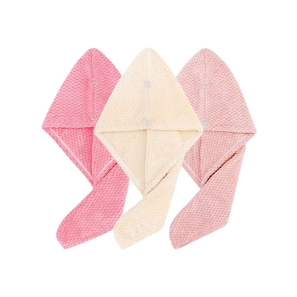 Solid color hair towel Textured dry hair cap 9.8 "X 25.5" absorbent hair towel wrap for button-down women Beauty World Shop