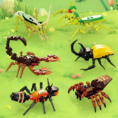 City Farm Vegetable Garden Cute Animals Insect Dragonfly Spider Mantis Centipede Grasshopper Honeybee Building Block Bricks Toy Beauty World Shop