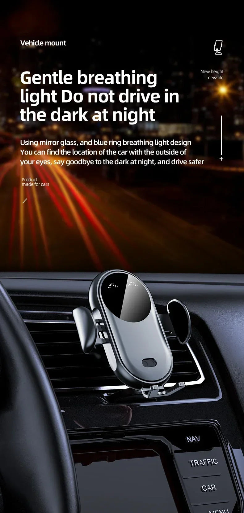 Infrared Induction Car Wireless Charger Stand Car Air Vent Clamp for iPhone 16~12 Pro Max Samsung Galaxy S25/S24 Fast Charging Beauty World Shop