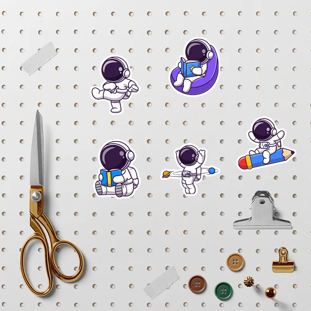 40-240pcs Astronaut Cosmonaut Stickers Cartoon Cute Decals Toy Stationery Guitar Phone Laptop Luggage Car Graffiti Kids Sticker Beauty World Shop