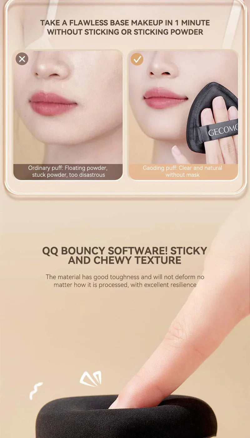 GECOMO Dual-Sided Black Beauty Sponge - Triangle Premium Design, Soft and Smooth Texture,  for Flawless Makeup Application, Beauty Trend Shop