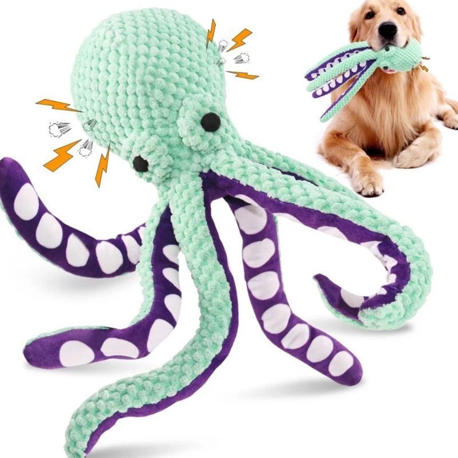 Dog pet plush octopus toy interactive sound anti-demolition home large and small dog boredom companion toy Beauty World Shop