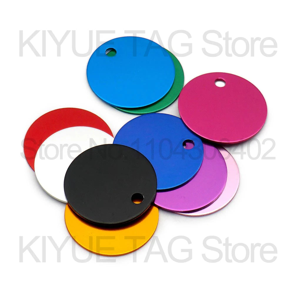 Wholesale 100Pcs Aluminum Round Dog ID Tags Name Plate Anodizing Label Tags Chain Hanging Keys Personalized Name ID Tag Beauty World Shop