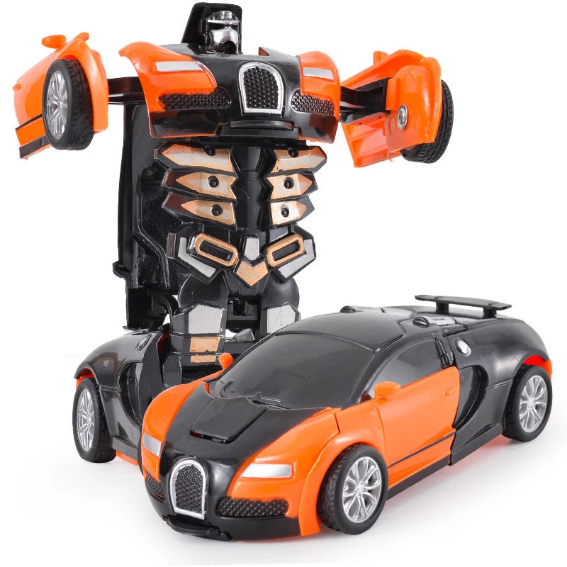 One Click Automatic Collision Deformation Robot Boy Gift Dual Form Toy Car Father Son Interactive Model Car Beauty World Shop