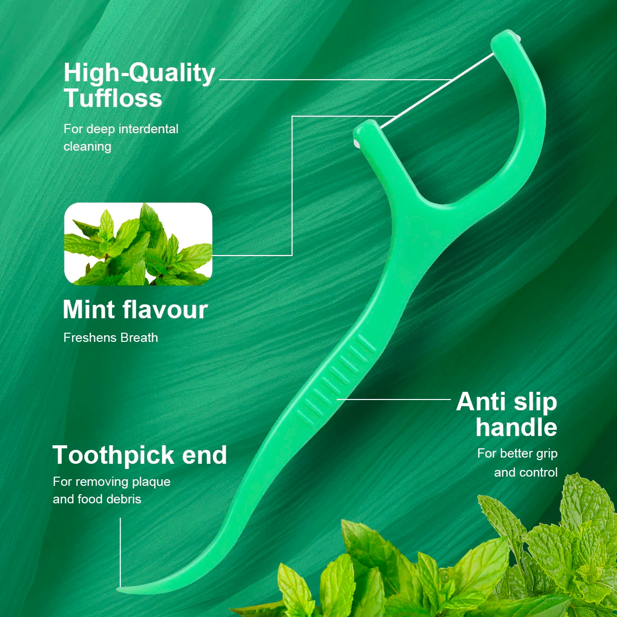 Mint dental floss stick - home portable disposable care dental floss stick - oral care - deep cleaning - interdental cleaning pr Beauty World Shop