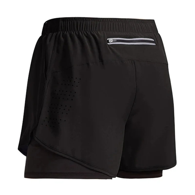 NEW Sport Shorts Men Sportswear 2 In 1 Short Pants Double-deck Beach Bottoms Summer Gym Fitness Training Jogging Running Shorts Beauty World Shop