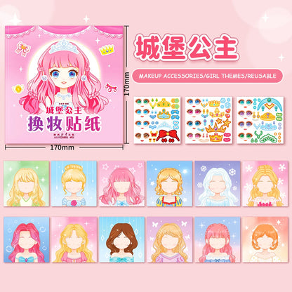 1set Toy Puzzle Stickers Reusable for Girls Cartoon Princess Make a Face Stickers Handicrafts Creative Kids Stickers Beauty World Shop