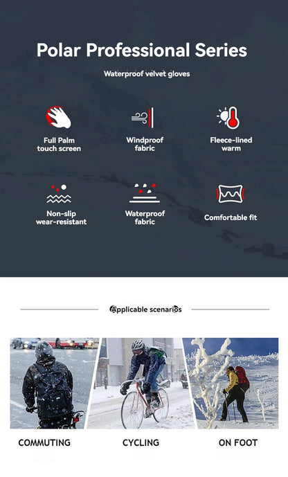 GTUBIKE Waterproof Men’s Women’s Winter Cycling Gloves Thermal Touchscreen Ski Gloves for Running Outdoor Sports Gloves Beauty World Shop