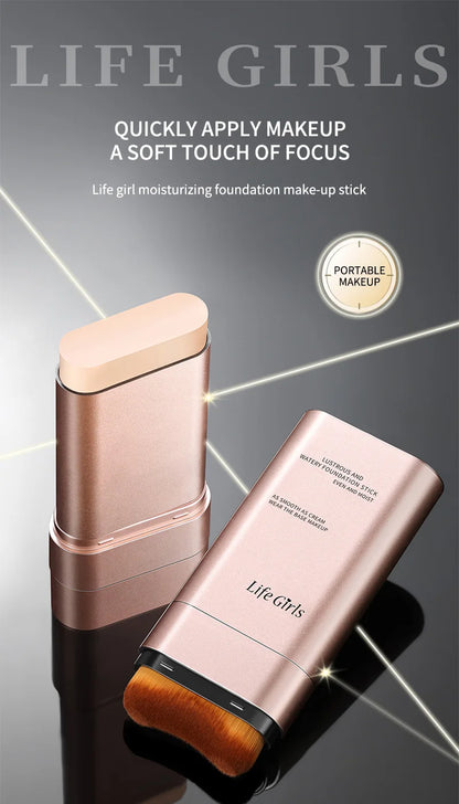 Light and Moist Hydrating Foundation, Natural-Looking, Moisturizing, Shiny, Thin and Lightweight, Double-Headed Makeup Foundation That Rotates for Easy Use, with Its Own Brush, Waterproof, Easy to Apply Makeup, and Easy for B Beauty World Shop