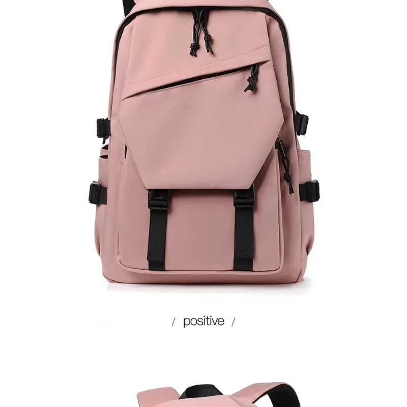 One 15 Inch Polyester Waterproof Solid Color Simple Men's Backpack Fashion Couple Student Computer Backpack Beauty World Shop