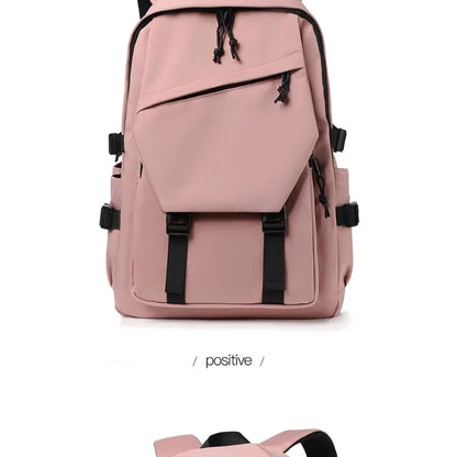 One 15 Inch Polyester Waterproof Solid Color Simple Men's Backpack Fashion Couple Student Computer Backpack Beauty World Shop