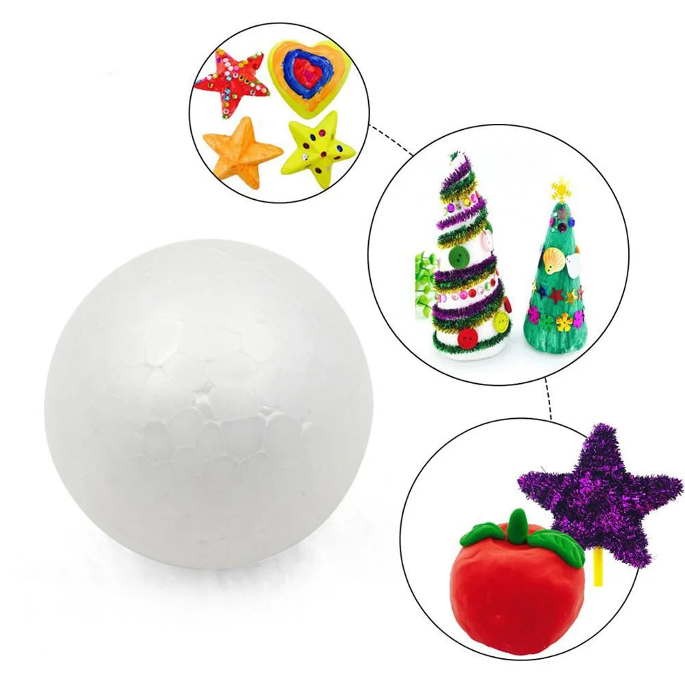 10pcs Solid Foam Ball Polystyrene Balls 50mm-100mm  Round DIY Accessory Handmade For Party Celebration Christmas Decoration Beauty World Shop