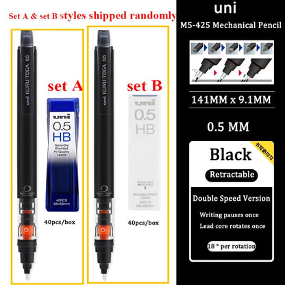 UNI KURUTOGA Mechanical Pencil M5-452 Creative Writing Continuous Sketch 0.5mm Lead Automatic Rotating Mechanical Pencil Beauty World Shop