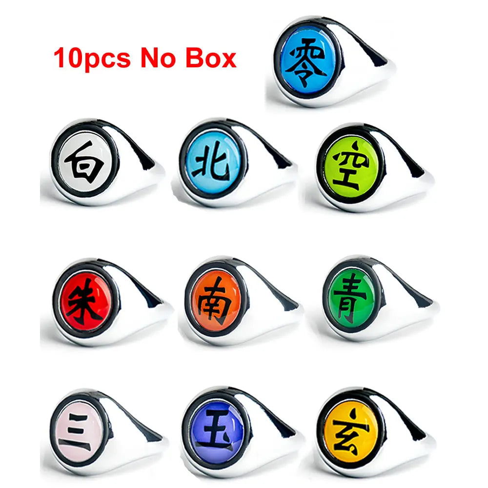 10PCS/Set Anime Akatsuki Itachi Metal R-ings Cartoon Cool Cosplay Accessory Props Boy Children Action Figure Toy Gift Beauty World Shop