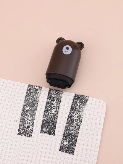 1 Cute Bear Shaped Roller Stamp, Study Notebook Typos Cover Graffiti Fashion Stamp, Personal Privacy Graffiti Daily Necessities Beauty World Shop