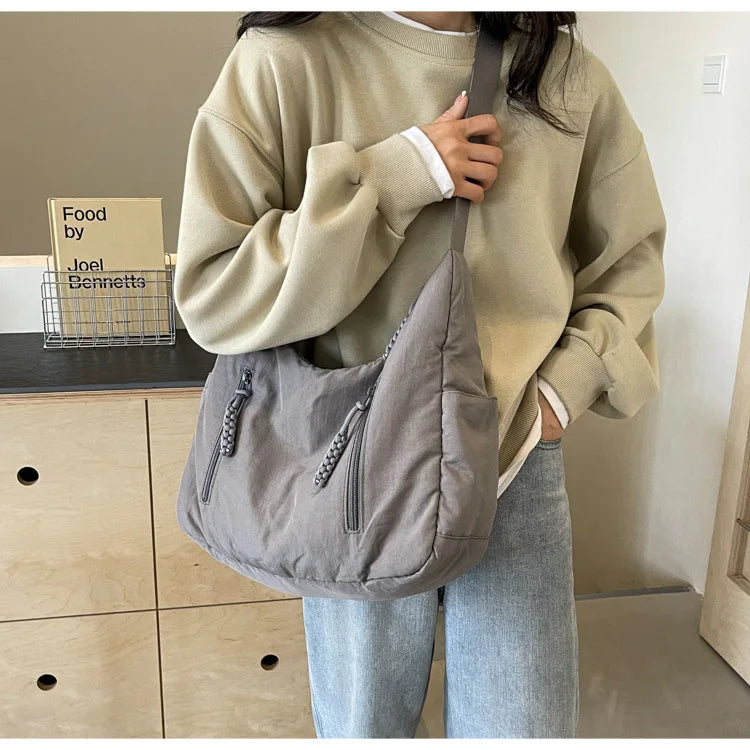 Trendy Women's Soft Cloth Shoulder Bag Solid Color Student 2026 Spring Y2k Casual Style Big Handbags Crossbody Bags for Women Beauty World Shop