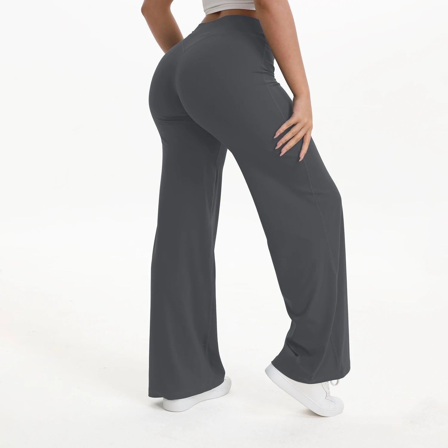 NCLAGEN SoftMotion Straight Leg Bottoms Women's Mid-Waist Yoga Pants GYM Leggings Naked Feel Pilates Running Sports Trousers Beauty World Shop