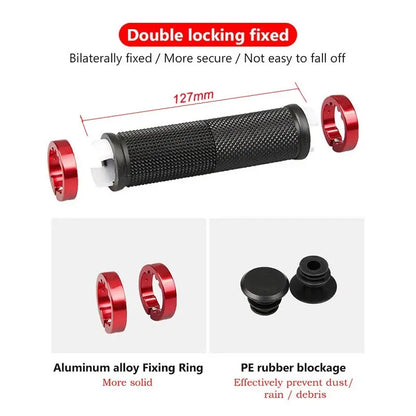MTB Bicycle Rubber Grips Alloy Lock Bilateral Lock Handlebar Grips Anti Slip Cycling Handlebar Sleeve BMX Bicycle Accessories Beauty World Shop