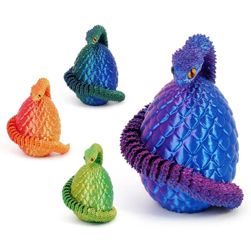 3D Printing Action Figure Snake Egg Toys Creative Stress Relief Anime Figures Moveable Rotation Desktop Ornaments Gift Beauty World Shop