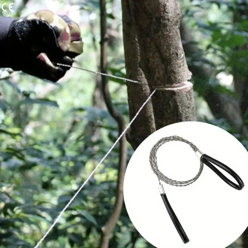 1PC portable stainless steel wire saw with finger handle, Pocket Manual chain saw for outdoor camping hiking survival Beauty World Shop