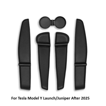For Tesla Model Y Juniper 2025 Car Door Storage Pad 5PCS TPE Central Control Water Cup Holder Mat Organizer Tray Car Accessories Beauty World Shop